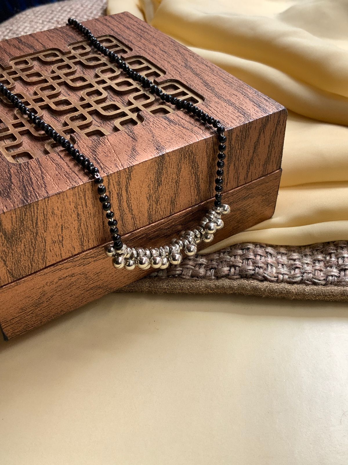 German Silver Oxidise Gungru Mangalsutra - Abdesignsjewellery