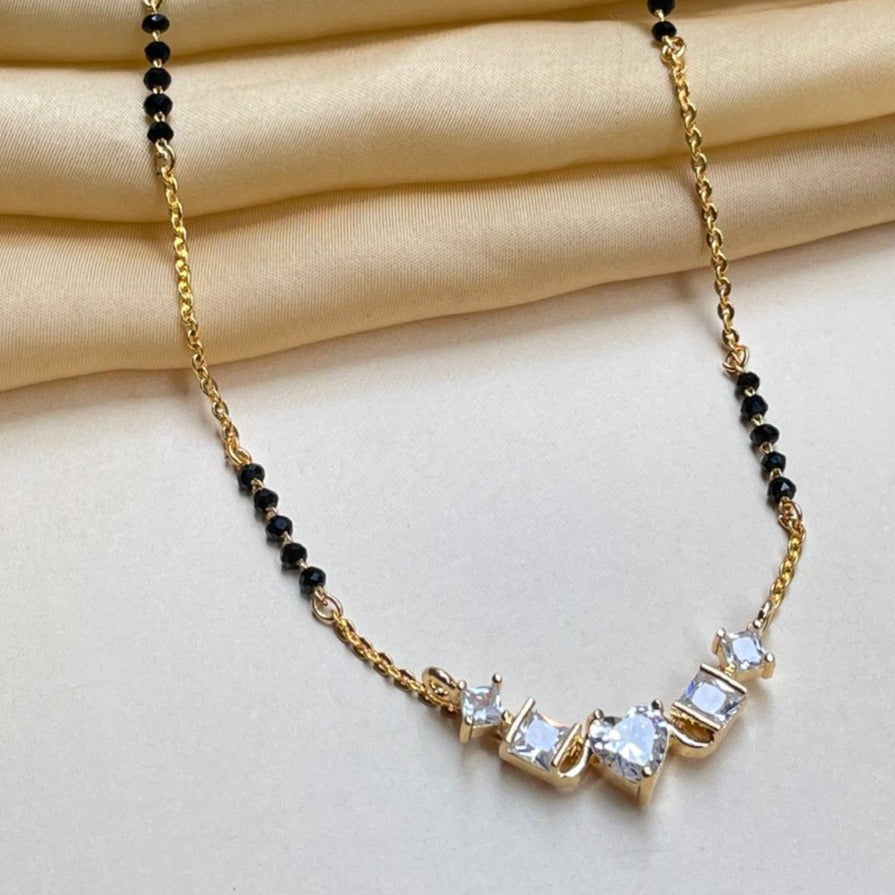 Vivid Gold Heart Cz Mangalsutra