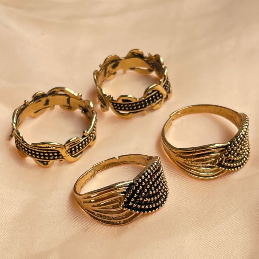 Dailywear Gold Oxidised Toe Rings Combo - Abdesignsjewellery