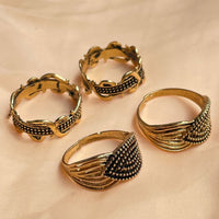 Thumbnail for Dailywear Gold Oxidised Toe Rings Combo - Abdesignsjewellery