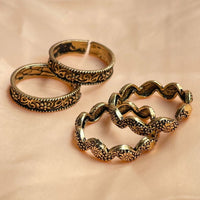 Thumbnail for Elegant Gold Oxidised Toe Rings Combo - Abdesignsjewellery