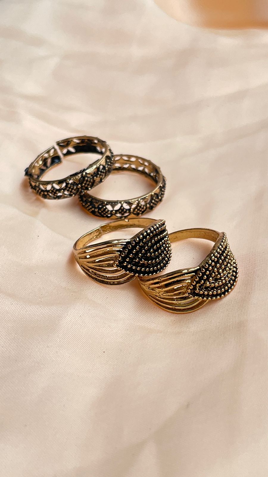 Classic Gold Oxidised Toe Rings Combo - Abdesignsjewellery