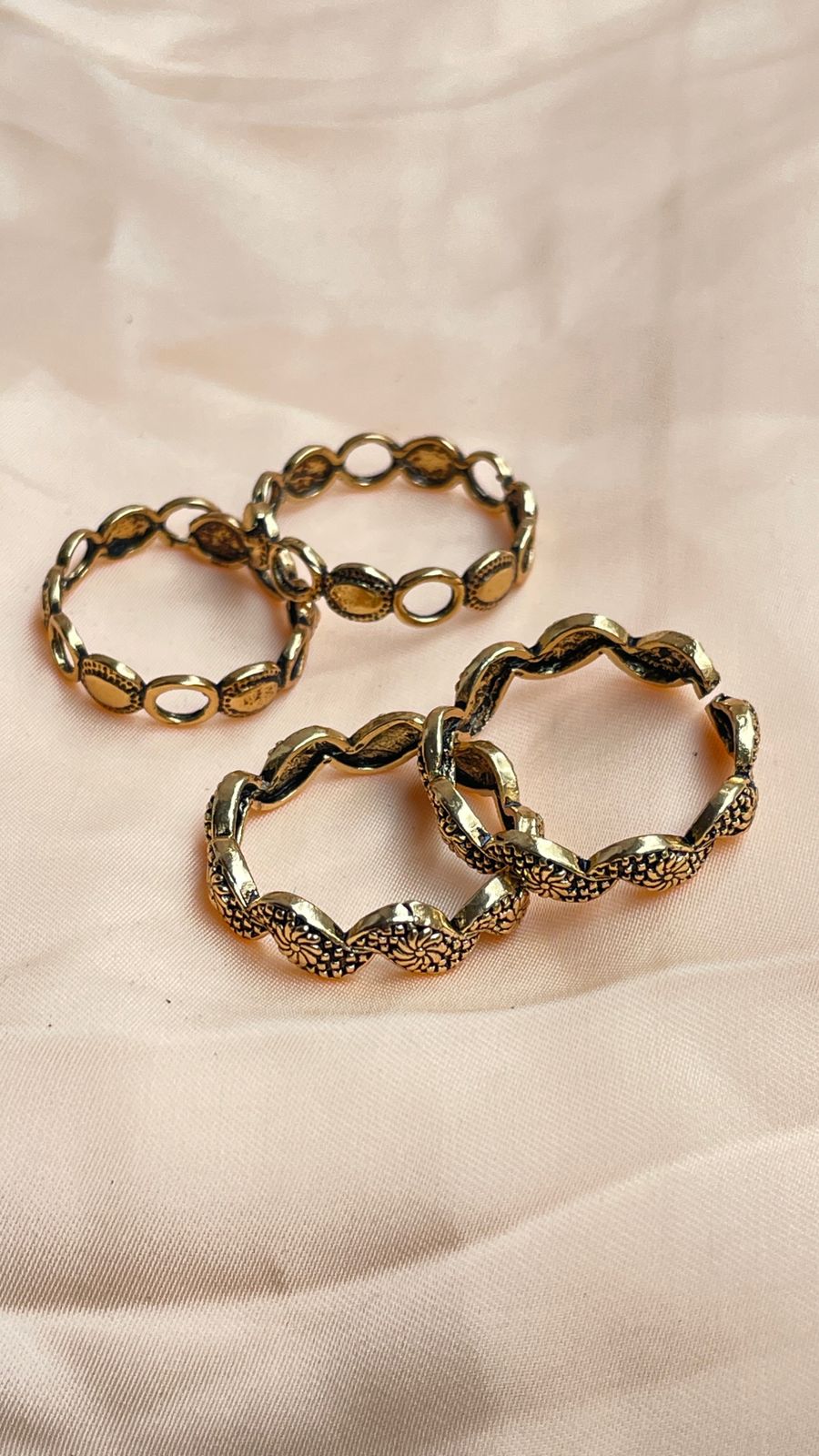 Morden Gold Oxidised Toe Rings Combo - Abdesignsjewellery