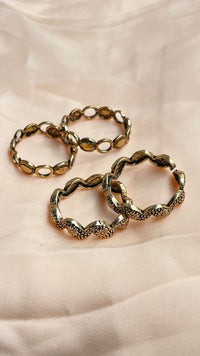 Thumbnail for Morden Gold Oxidised Toe Rings Combo - Abdesignsjewellery
