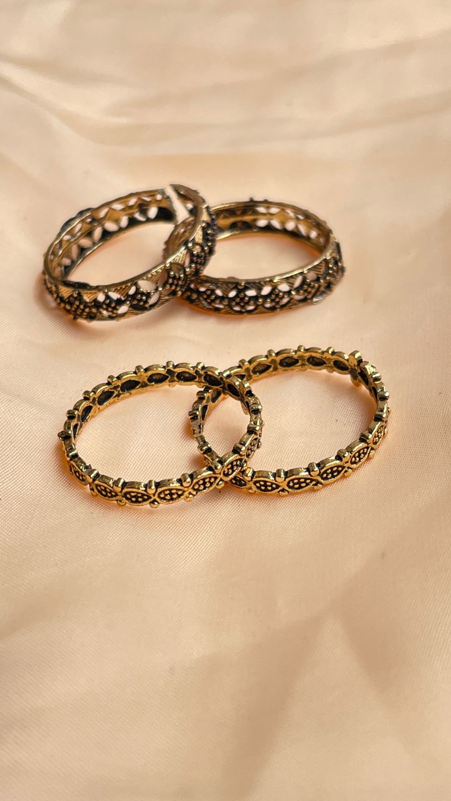 Simple Gold Oxidised Toe Rings Combo