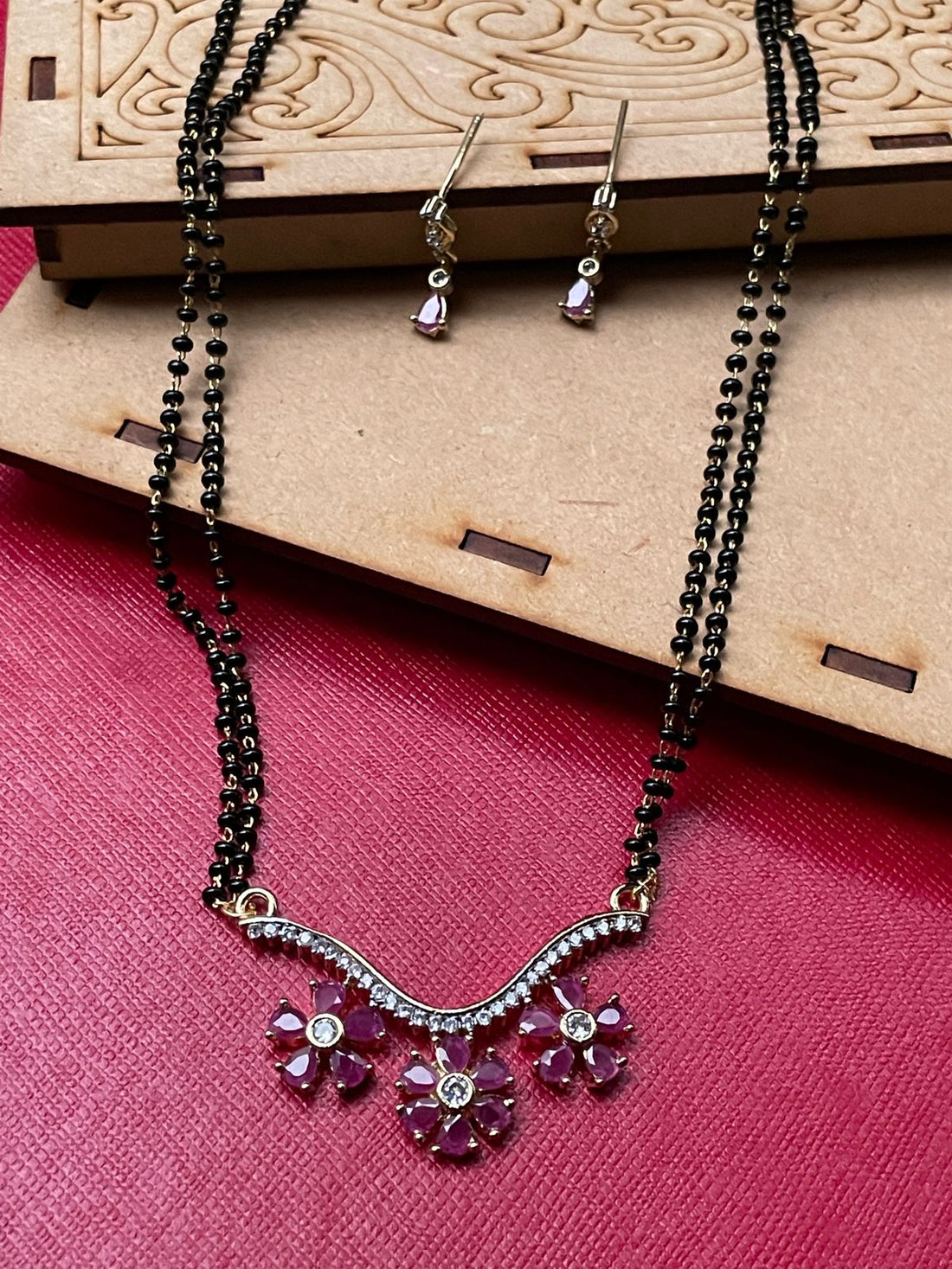 Good Looking Pink AD Stone Mangalsutra - Abdesignsjewellery