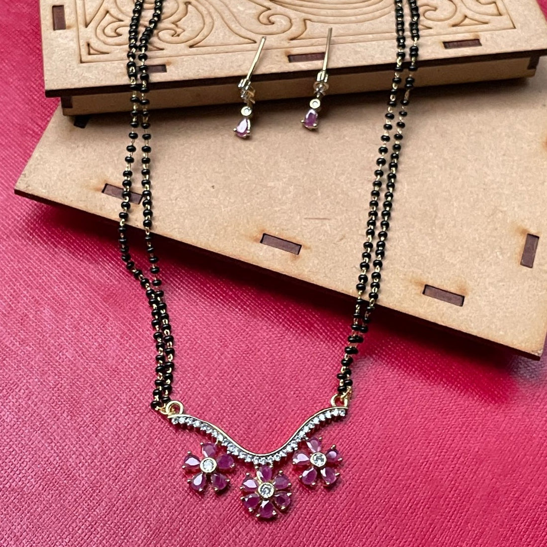 Good Looking Pink AD Stone Mangalsutra - Abdesignsjewellery