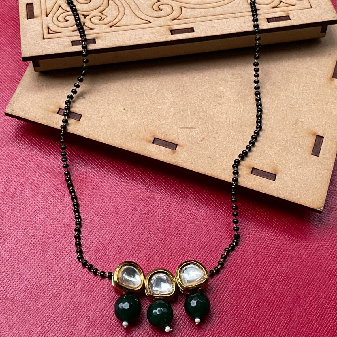 Traditional White Meena Kundan Mangalsutra