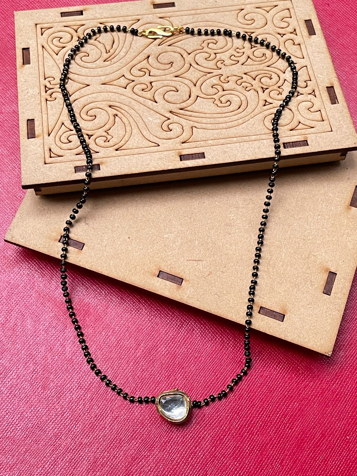 Shraddha Arya Inspired From  Kundali Bhagya Traditional White Meena Kundan Mangalsutra