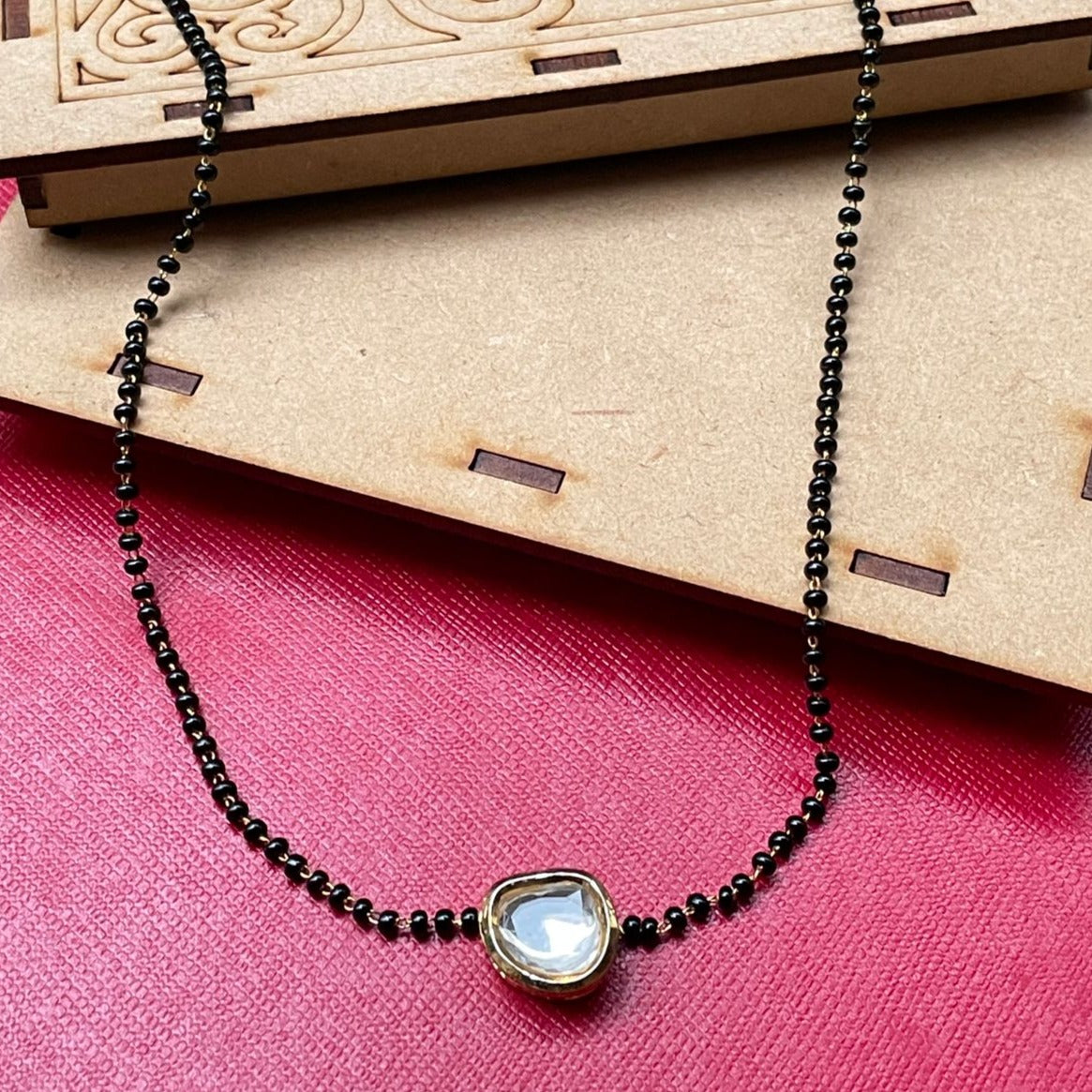 Shraddha Arya Inspired From  Kundali Bhagya Traditional White Meena Kundan Mangalsutra