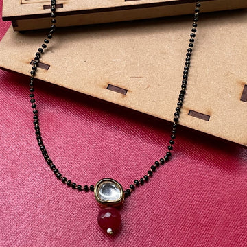 Traditional White Meena Kundan Mangalsutra