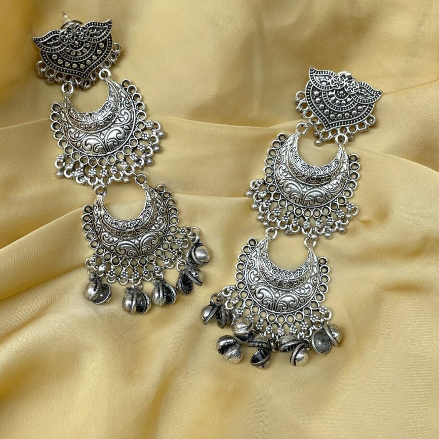 Silver Oxidised Hanging Earring