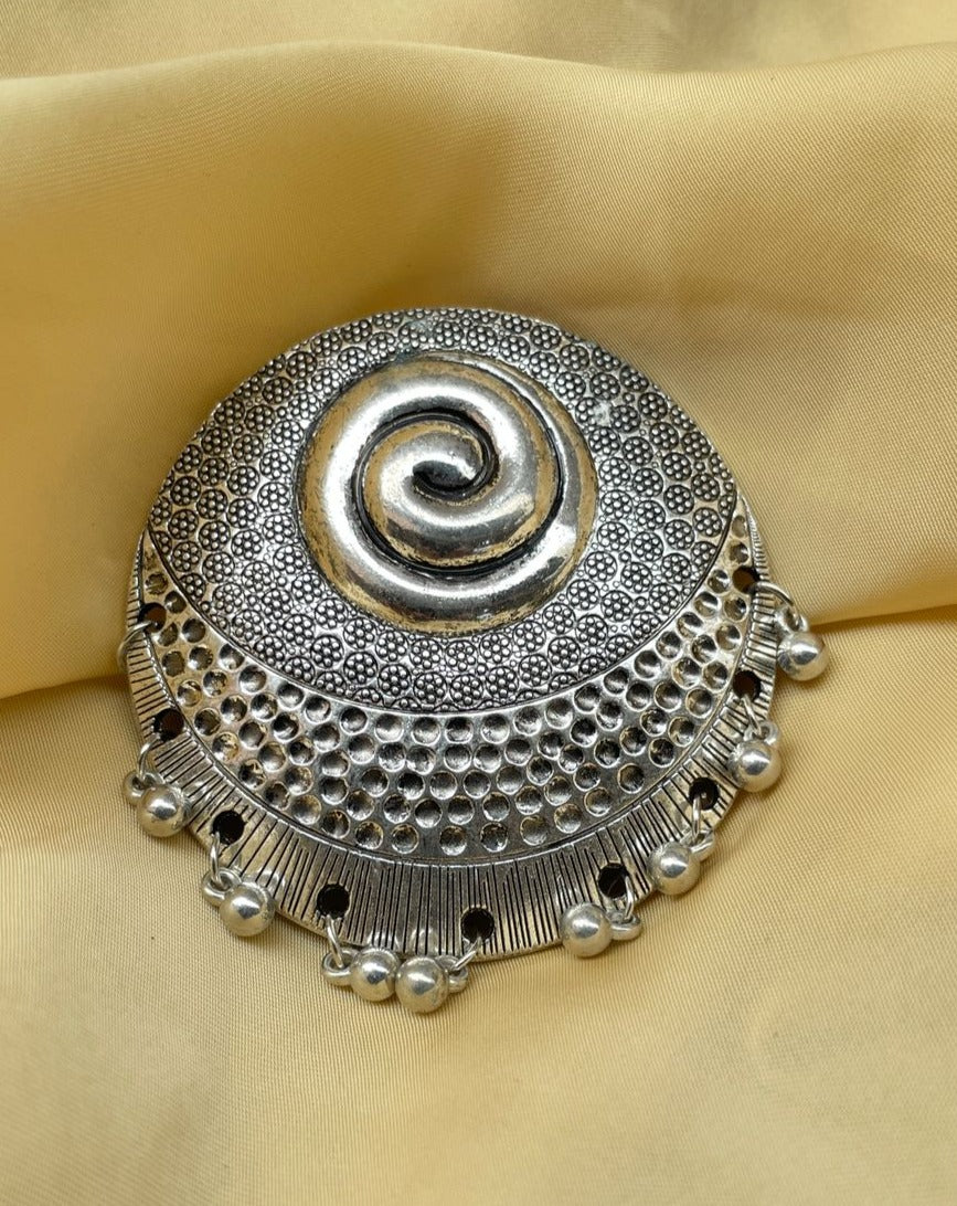 Round Silver Oxidised Ring