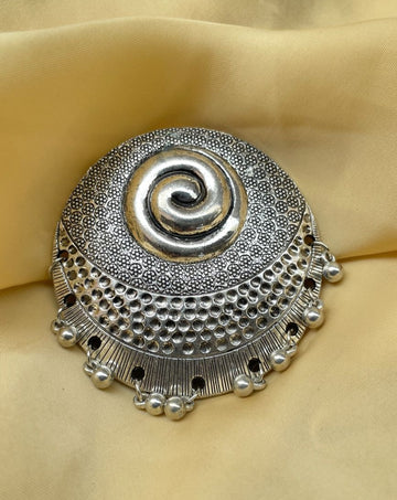 Round Silver Oxidised Ring