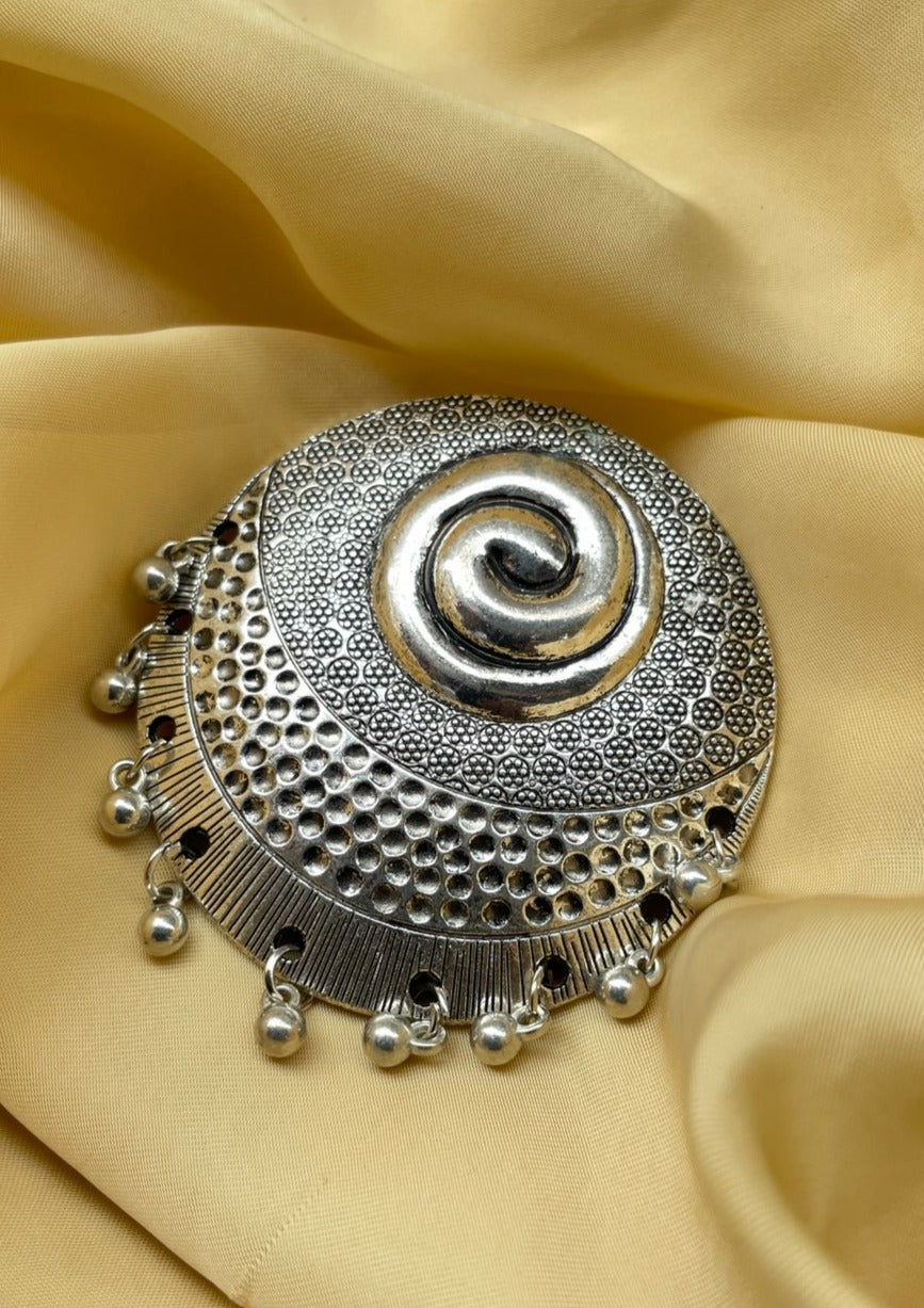 Round Silver Oxidised Ring