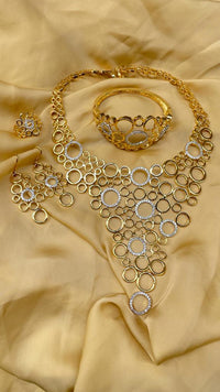 Thumbnail for American Diamond Golden Round Necklace