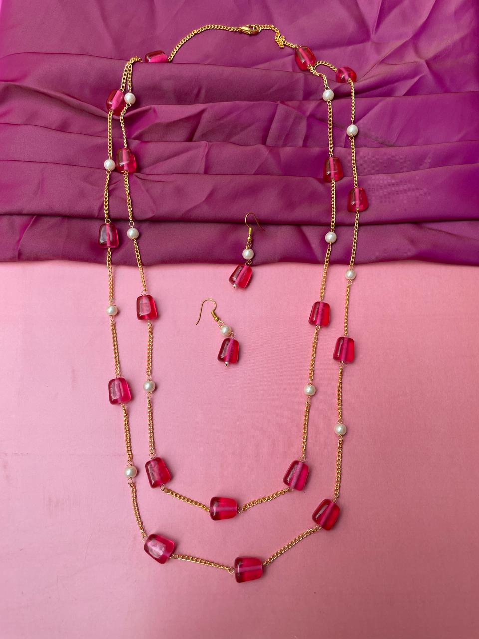 Pink Stone Dailywear Mala - necklace by Abdesigns Jewellery