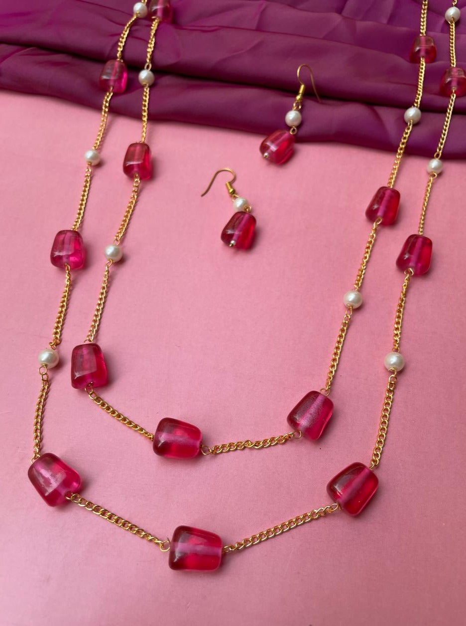 Pink Stone Dailywear Mala - necklace by Abdesigns Jewellery