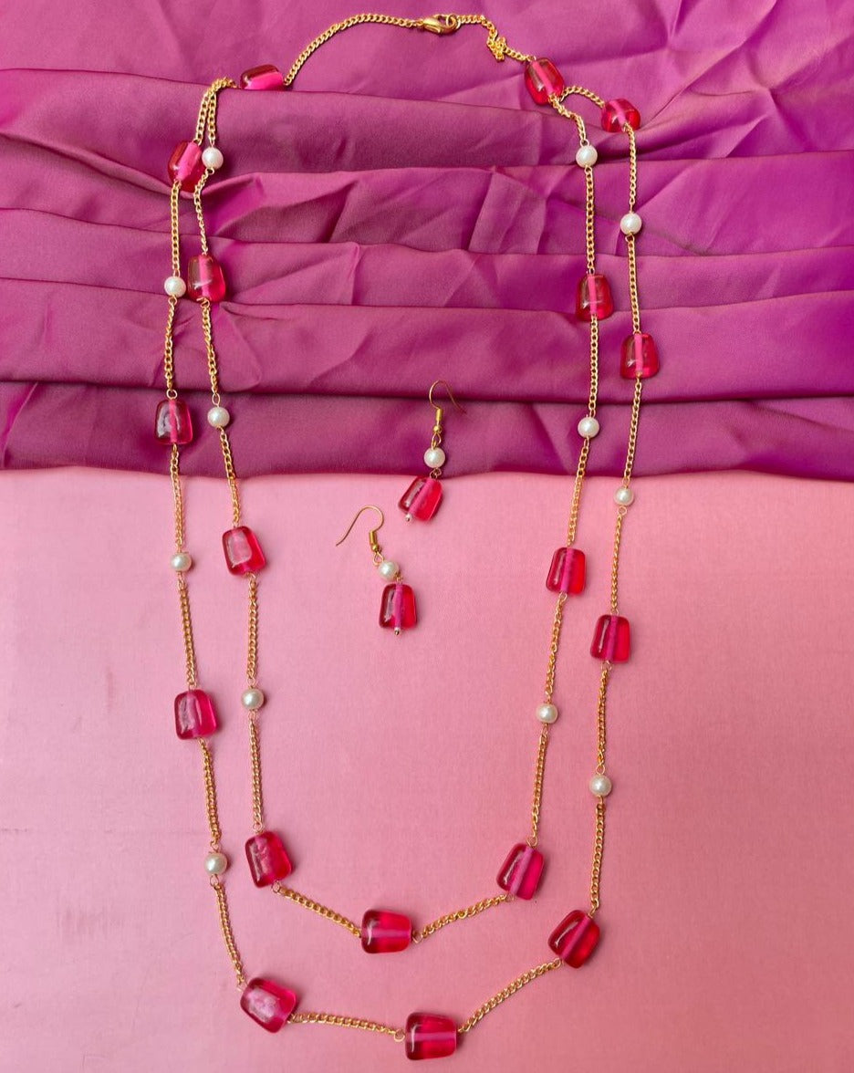 Pink Stone Dailywear Mala - necklace by Abdesigns Jewellery