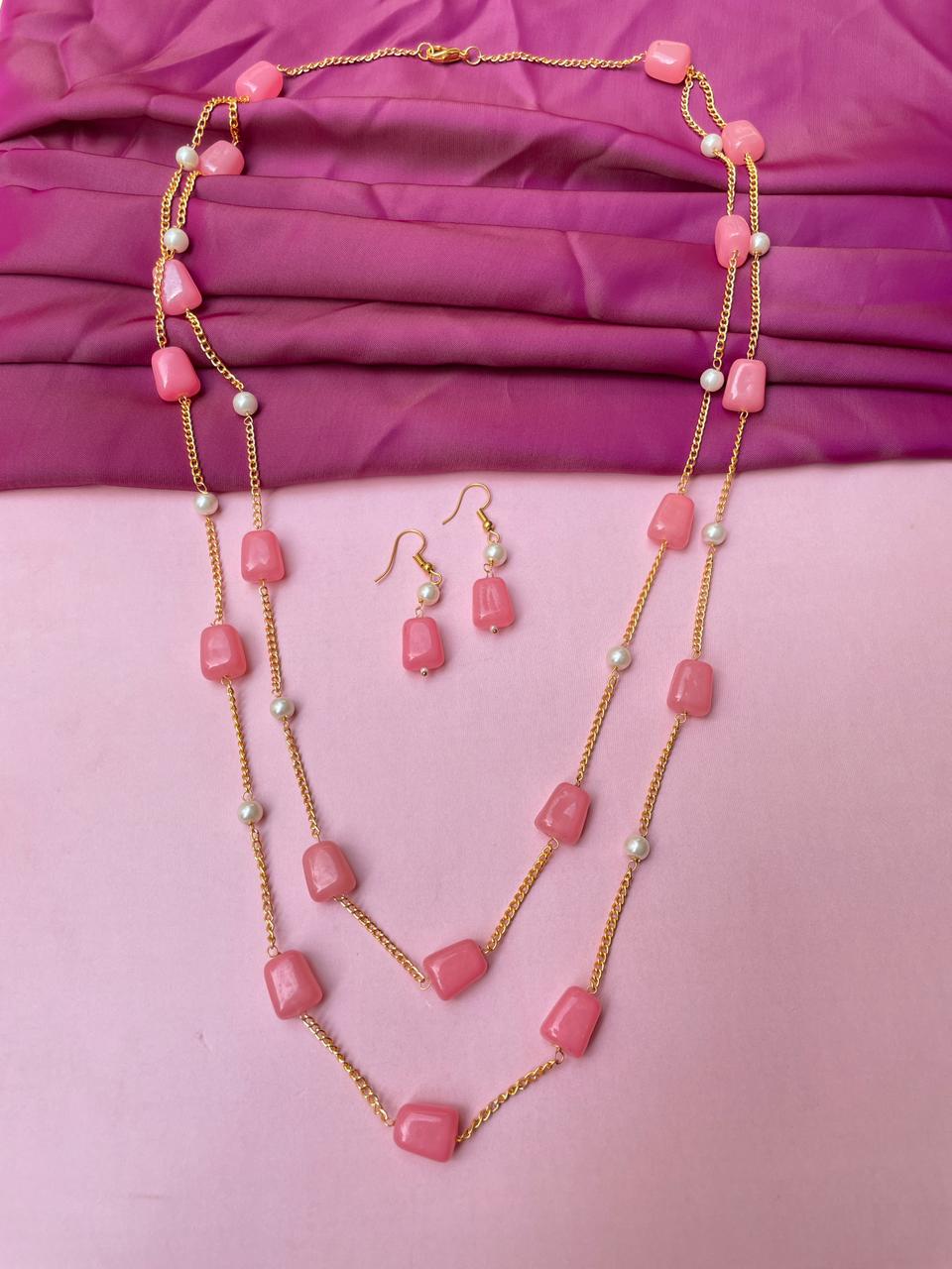 Baby Pink Stone Dailywear Mala - Abdesignsjewellery