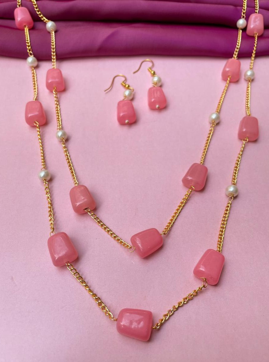 Baby Pink Stone Dailywear Mala - Abdesignsjewellery