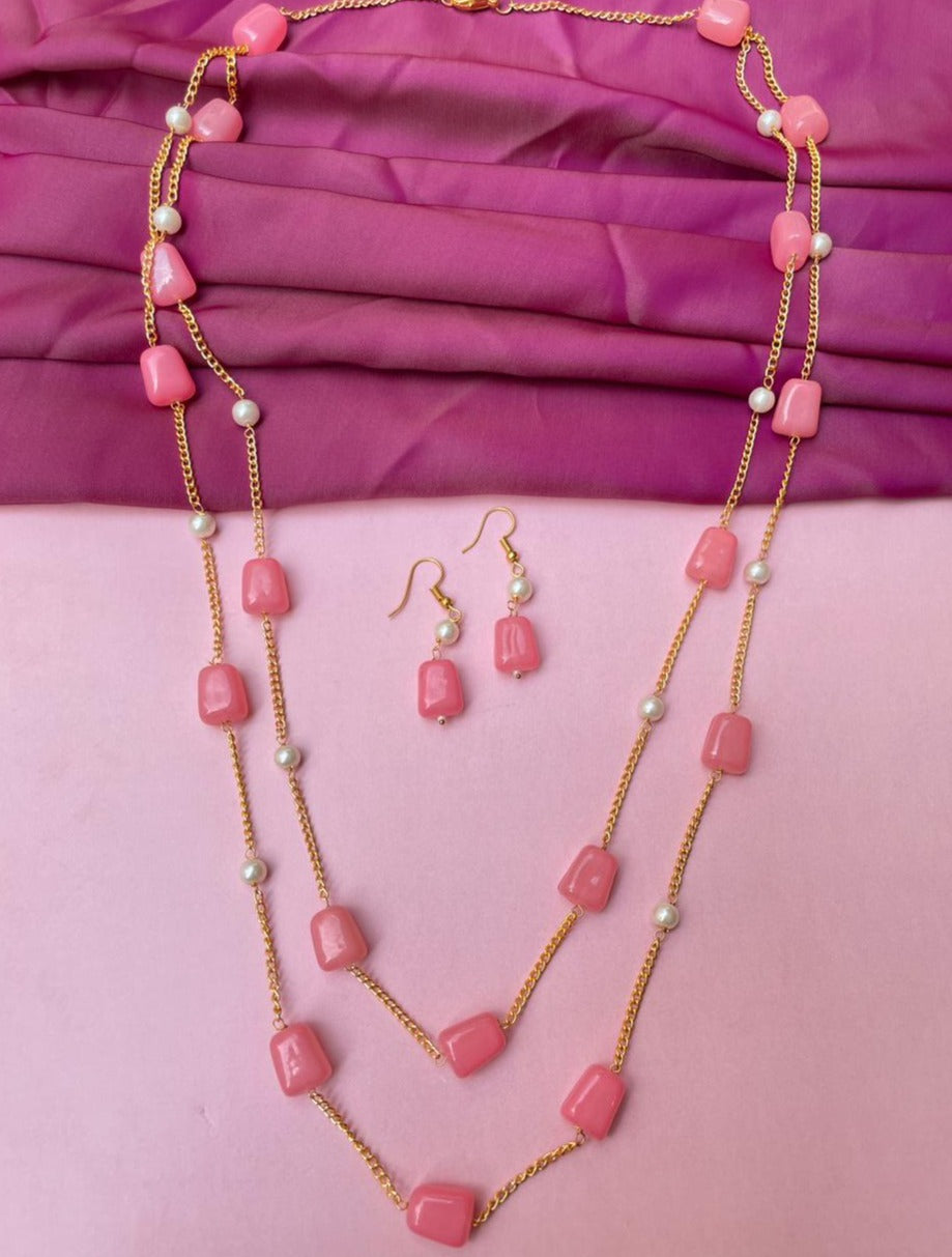 Baby Pink Stone Dailywear Mala - Abdesignsjewellery