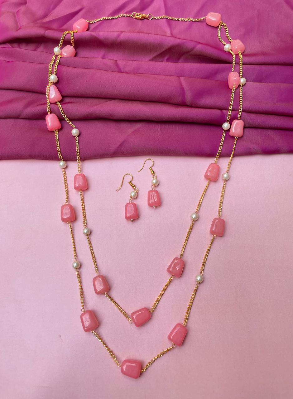 Baby Pink Stone Dailywear Mala - Abdesignsjewellery