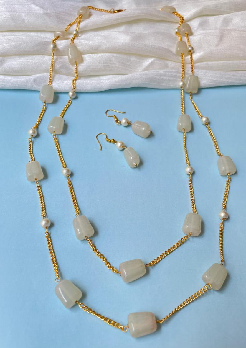 White Stone Dailywear Mala - necklace by Abdesigns Jewellery