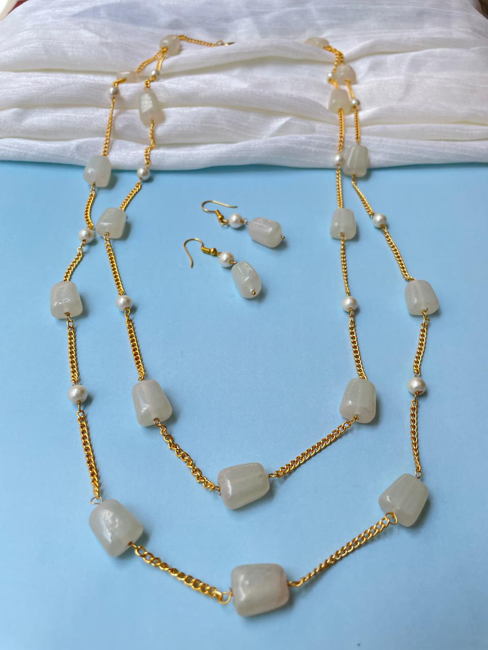 White Stone Dailywear Mala - necklace by Abdesigns Jewellery