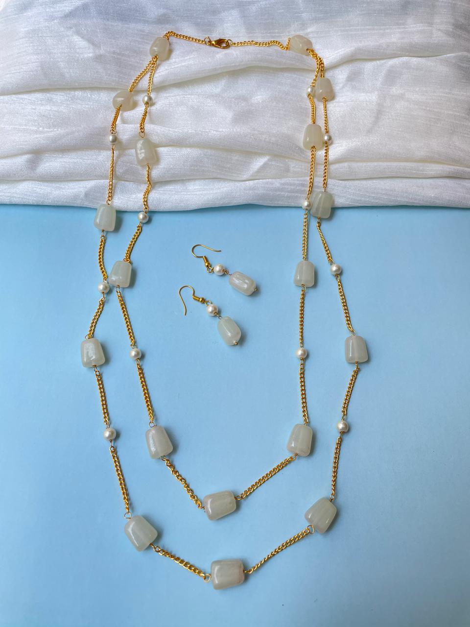 White Stone Dailywear Mala - necklace by Abdesigns Jewellery
