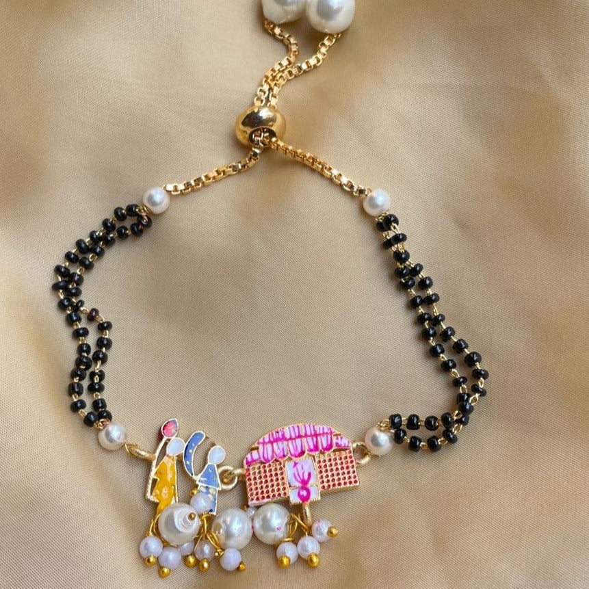 Hand Paint Palkhi Couple Hand Mangalsutra - Abdesignsjewellery