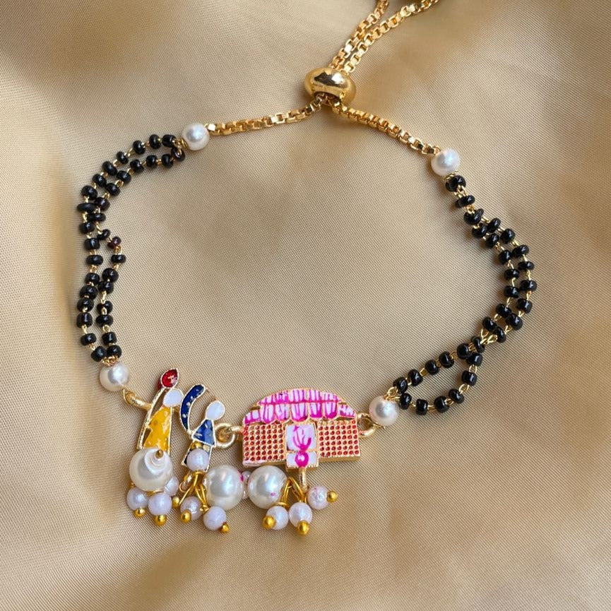 Hand Paint Palkhi Couple Hand Mangalsutra - Abdesignsjewellery