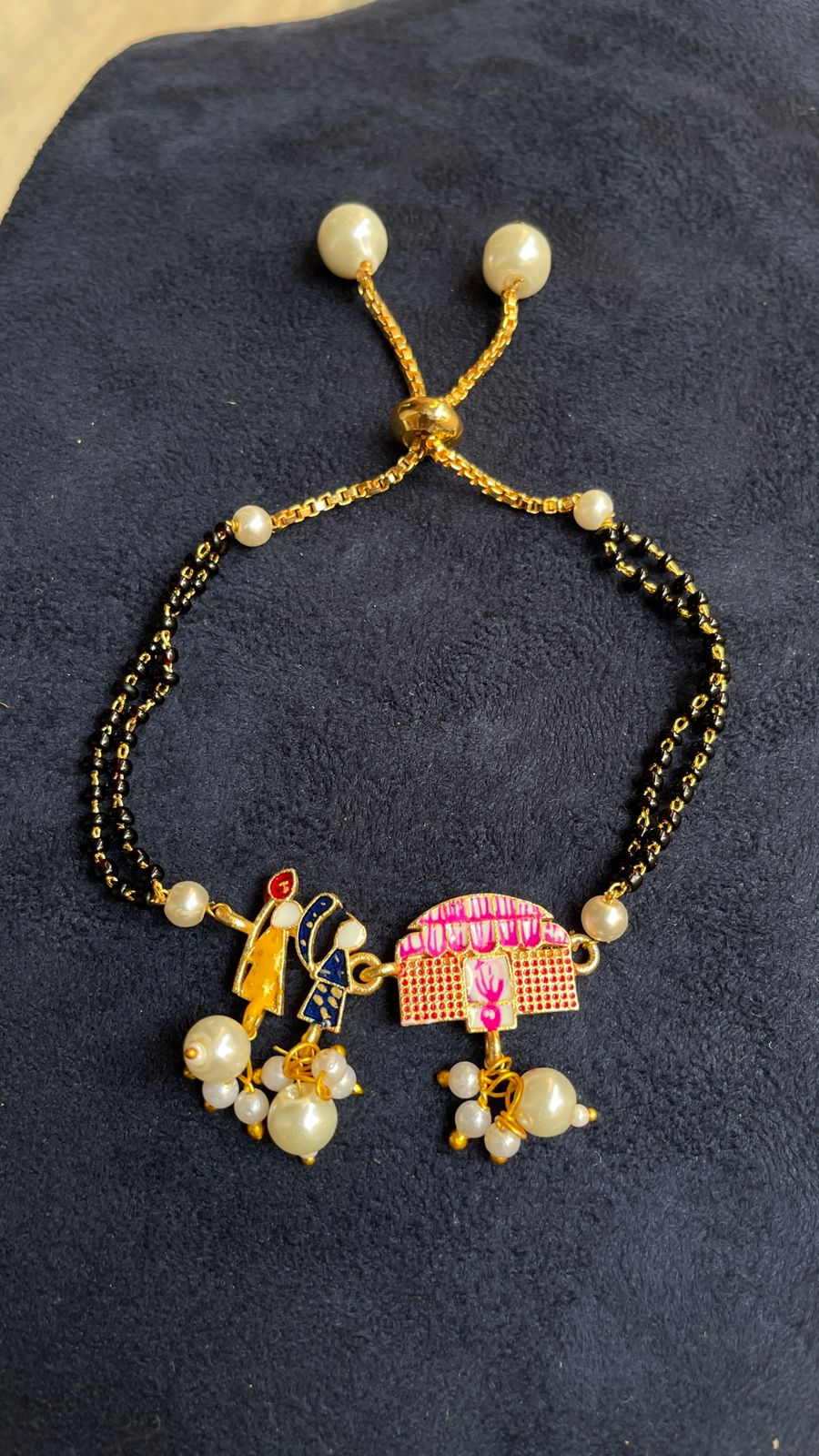 Hand Paint Palkhi Couple Hand Mangalsutra - Abdesignsjewellery