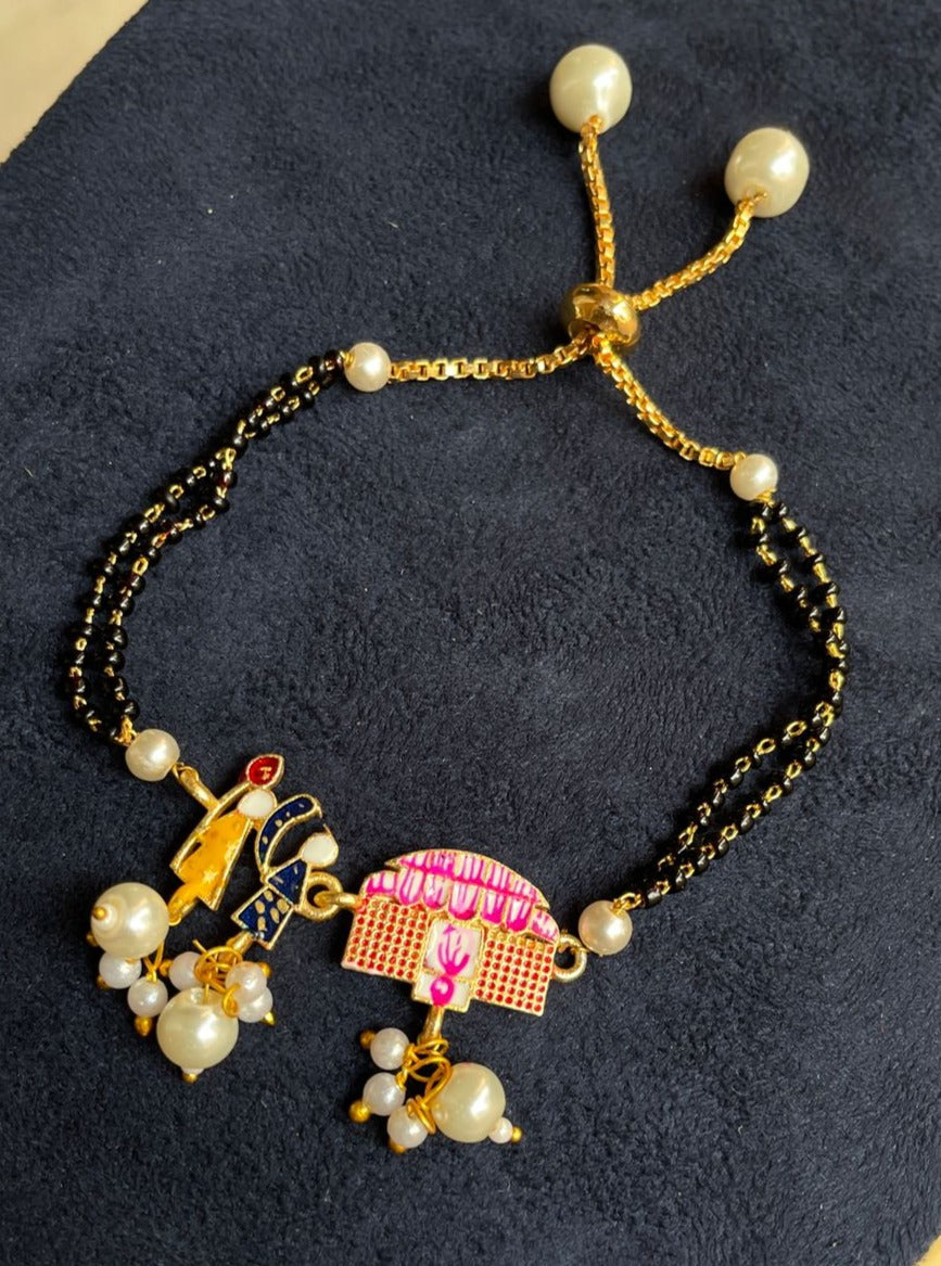 Hand Paint Palkhi Couple Hand Mangalsutra - Abdesignsjewellery