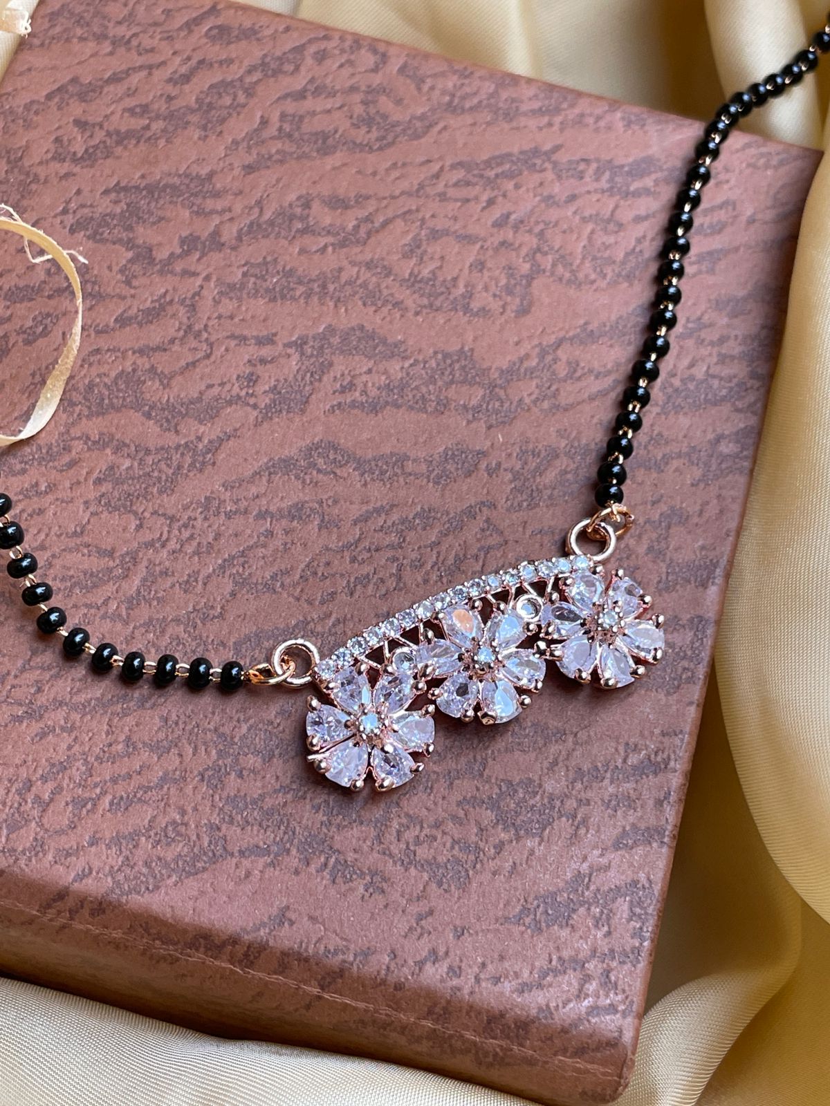 Lovely Three Flower Rose Gold Mangalsutra