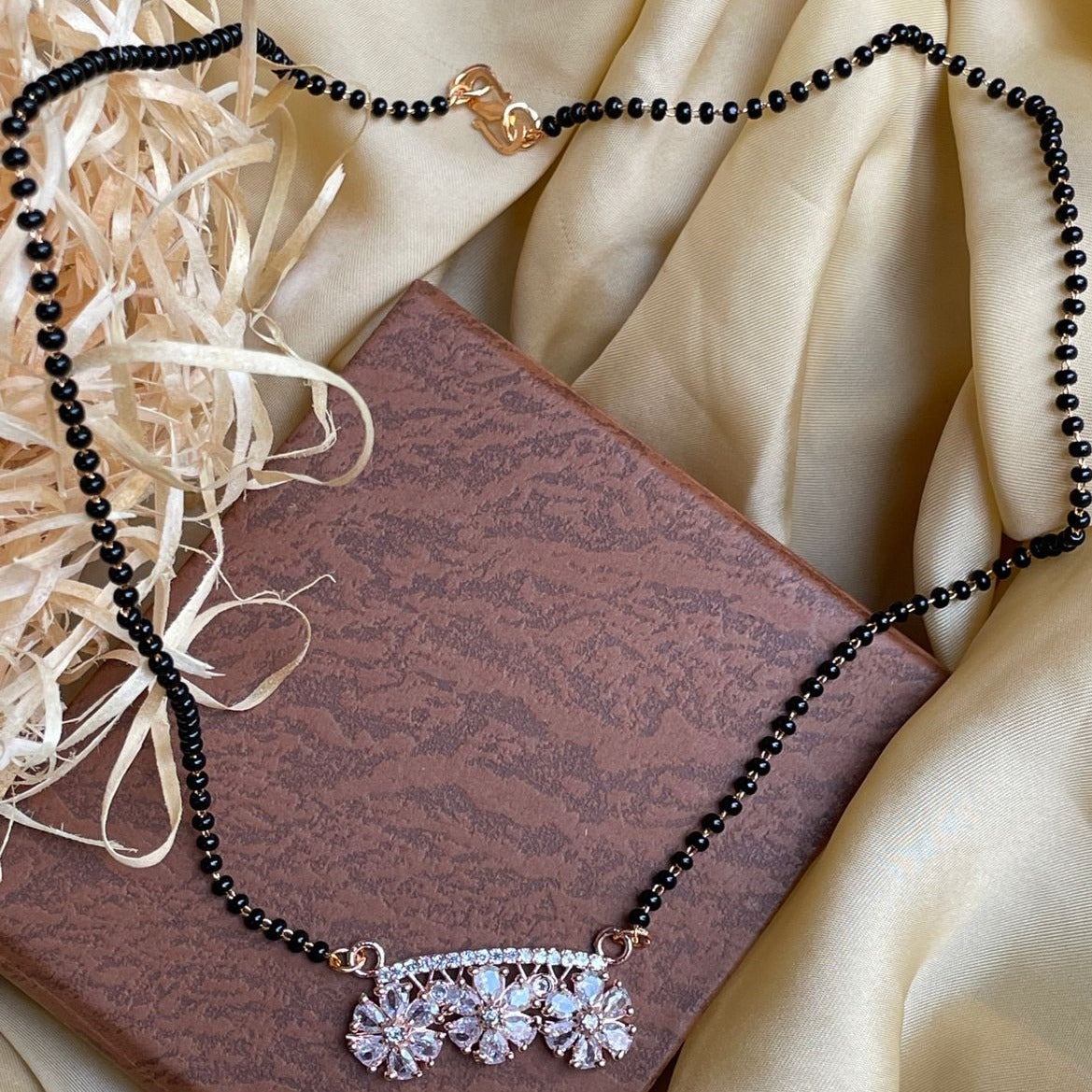 Lovely Three Flower Rose Gold Mangalsutra