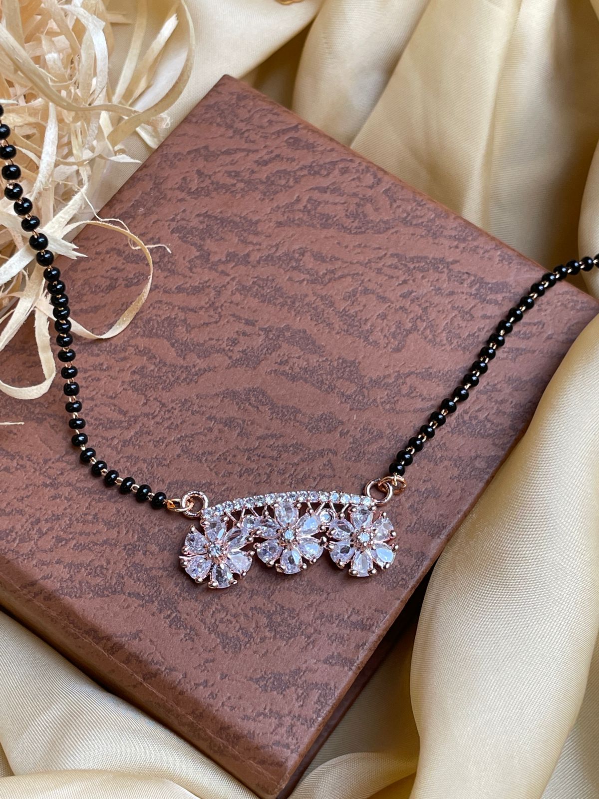 Lovely Three Flower Rose Gold Mangalsutra