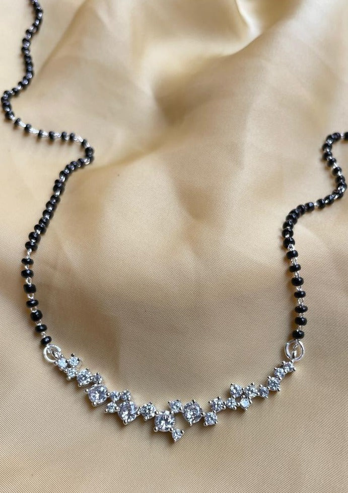 Elegant Silver Swarovski Diamond Mangalsutra - Abdesignsjewellery