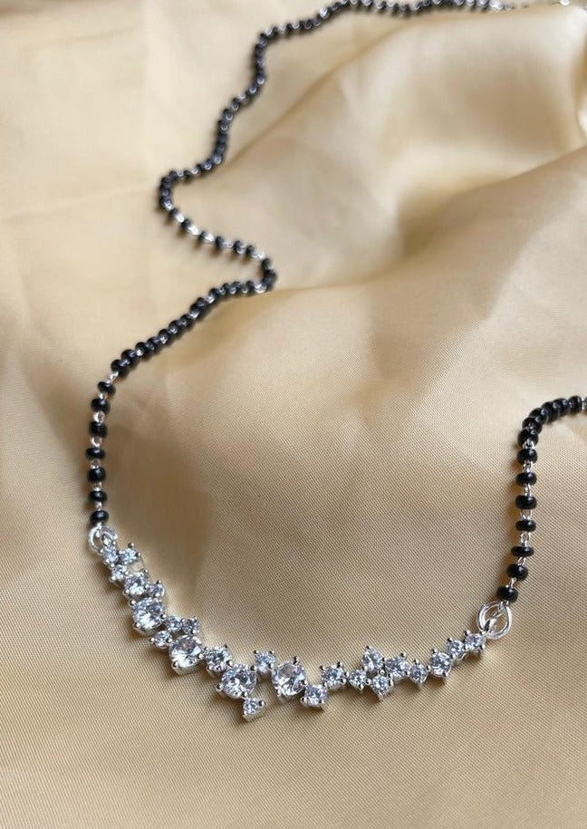 Elegant Silver Swarovski Diamond Mangalsutra - Abdesignsjewellery