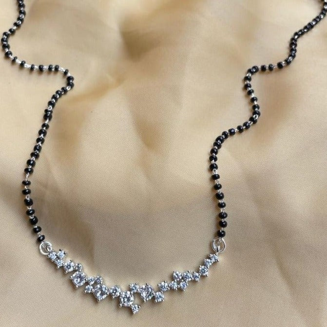 Elegant Silver Swarovski Diamond Mangalsutra - Abdesignsjewellery
