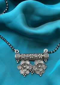 Thumbnail for Silver Oxidised Flower Mangalsutra