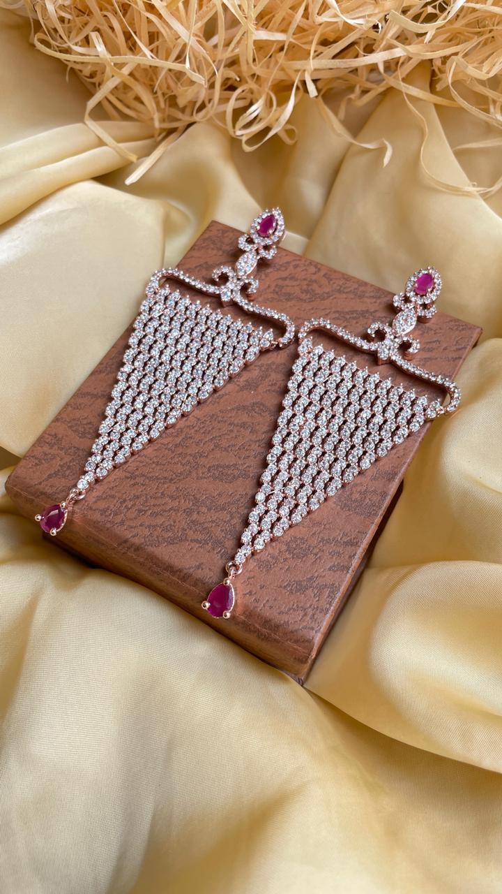 Beautiful Silver American Diamond Earrings - Abdesignsjewellery