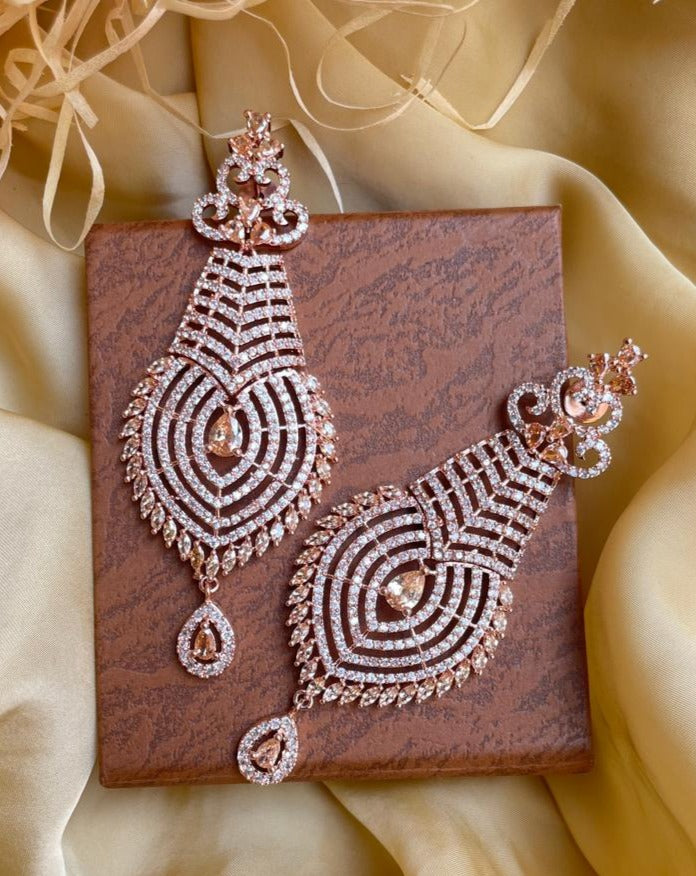 Elegant Rose Gold American Diamond Earrings - Abdesignsjewellery