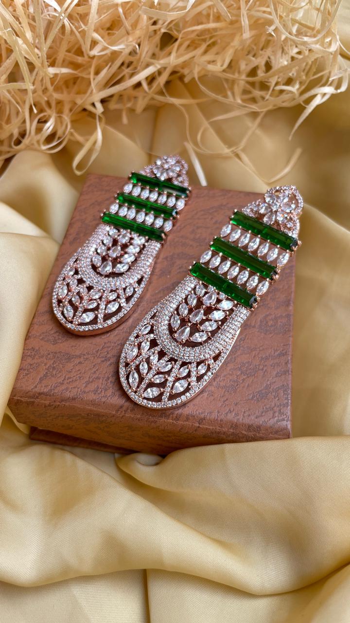 Gorgeous Green American Diamond Earrings - Abdesignsjewellery