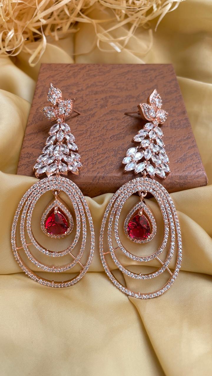 Gorgeous Rose Gold American Diamond Earrings Latest Earring
