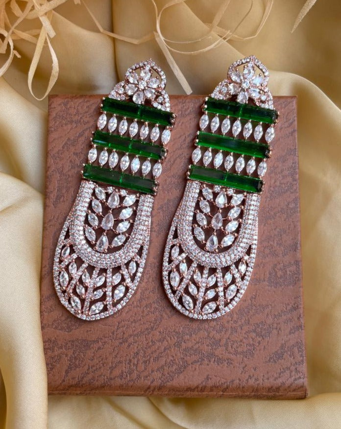 Gorgeous Green American Diamond Earrings - Abdesignsjewellery
