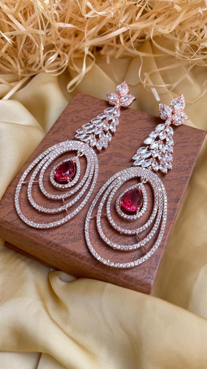Long American Diamond Earrings for Girls  Partywear Earrings  Evaline Long  Earrings by Blingvine