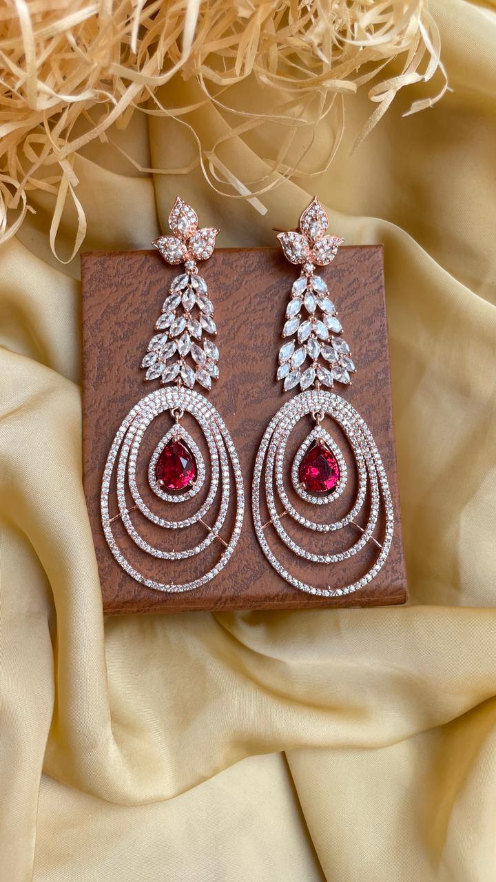 Amazing Rose Gold American Diamond Earrings - Abdesignsjewellery