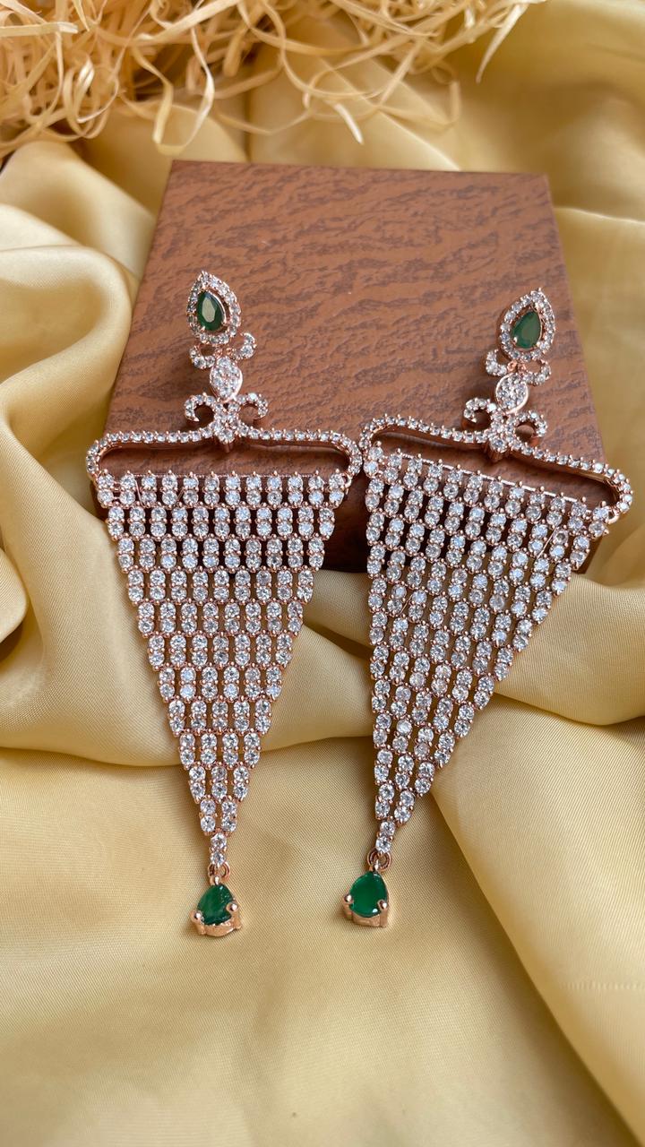 Sparkling Rose Gold American Diamond Earrings