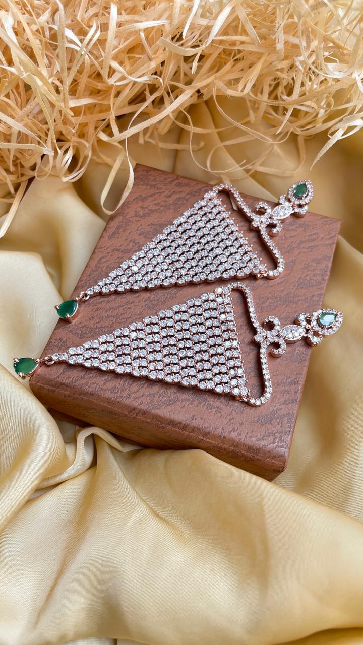 Sparkling Rose Gold American Diamond Earrings